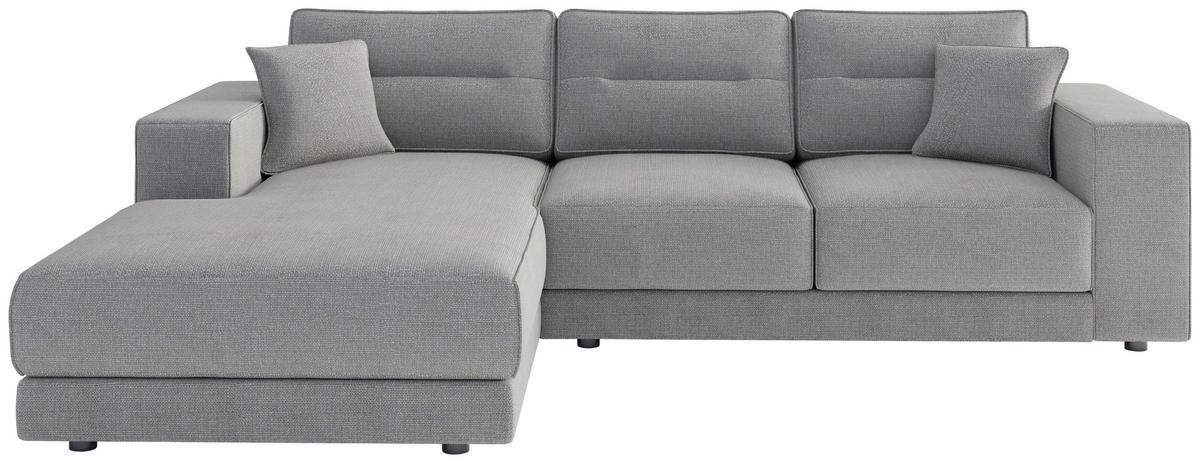 Ecksofa Verona Hellgrau - Hellbraun/Edelstahlfarben, Design, Textil (195/272cm) - Livetastic