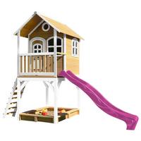 Spielhaus Sarah Braun/lila/weiß B: 370 Cm - Lila/Braun, KONVENTIONELL, Holz/Kunststoff (370/291/191cm) - Ambia Garden