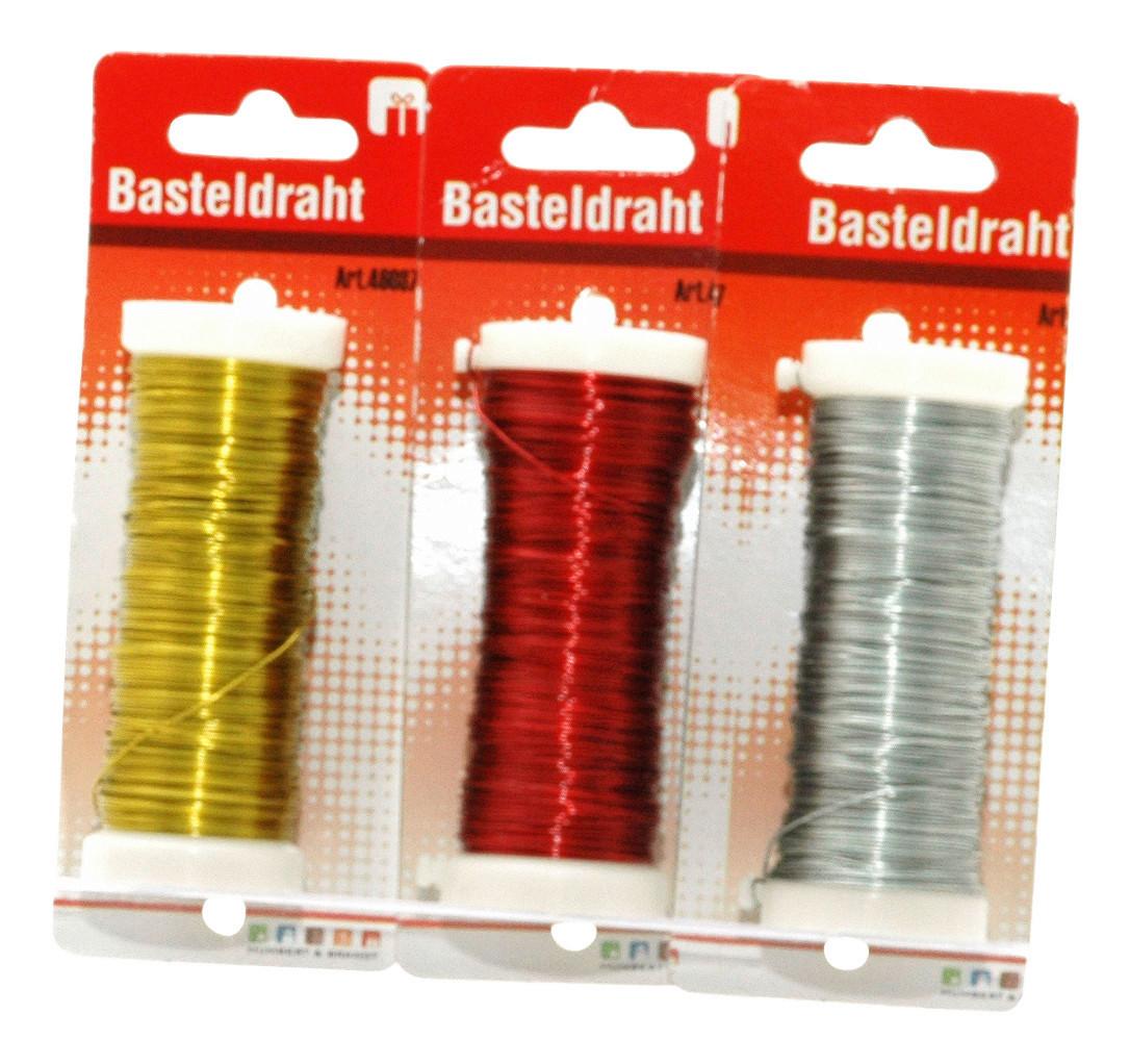 Bindedraht Zwirni L: 32 M - Rot/Silberfarben, Metall (3200cm)