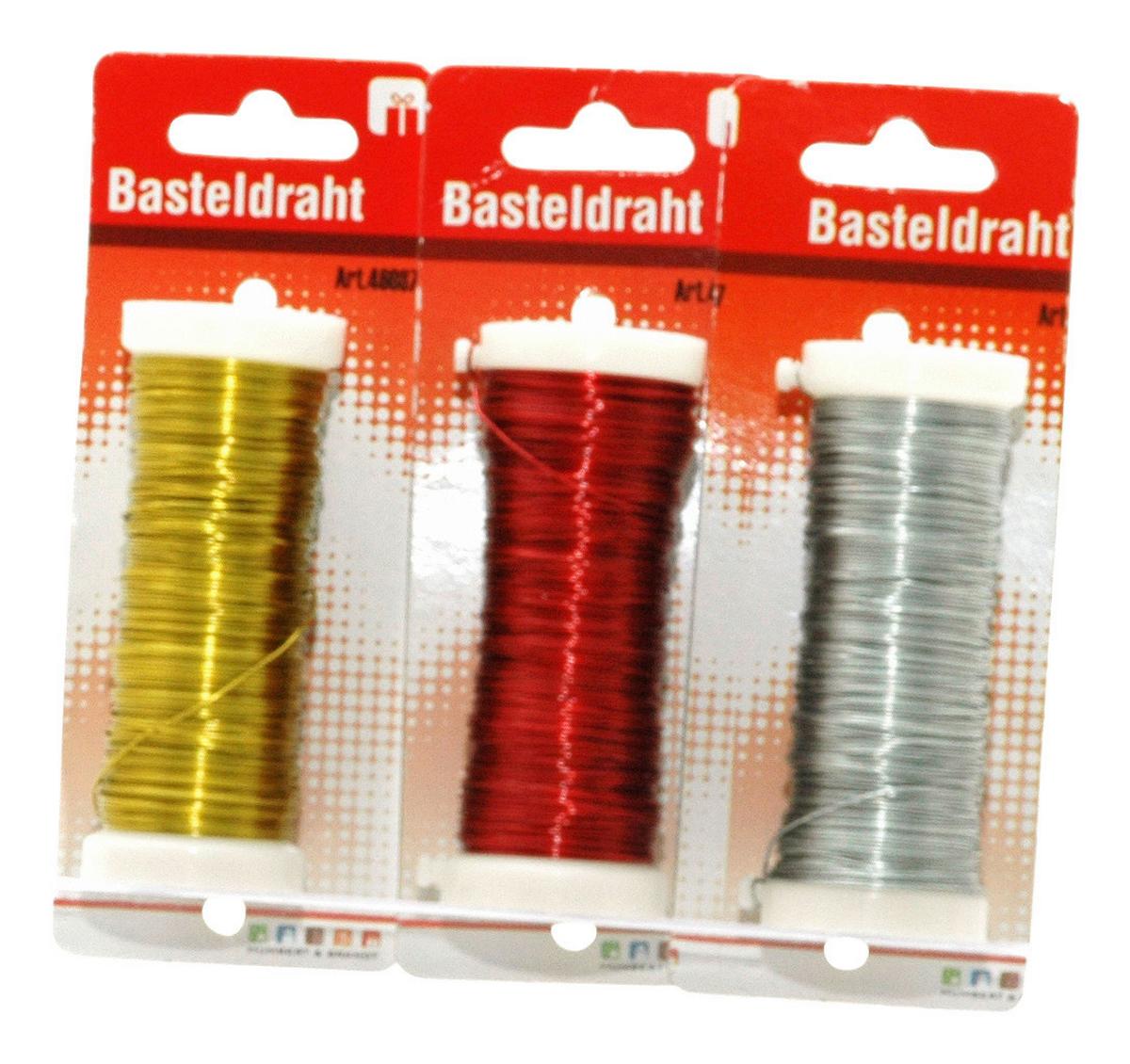 Bindedraht Zwirni L: 32 M - Rot/Silberfarben, Metall (3200cm)