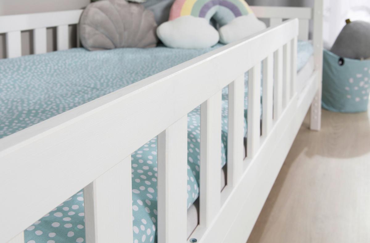 Hausbett Lou Weiß B: 140 cm - Weiß/Naturfarben, MODERN, Holz/Textil (140/200cm) - MID.YOU