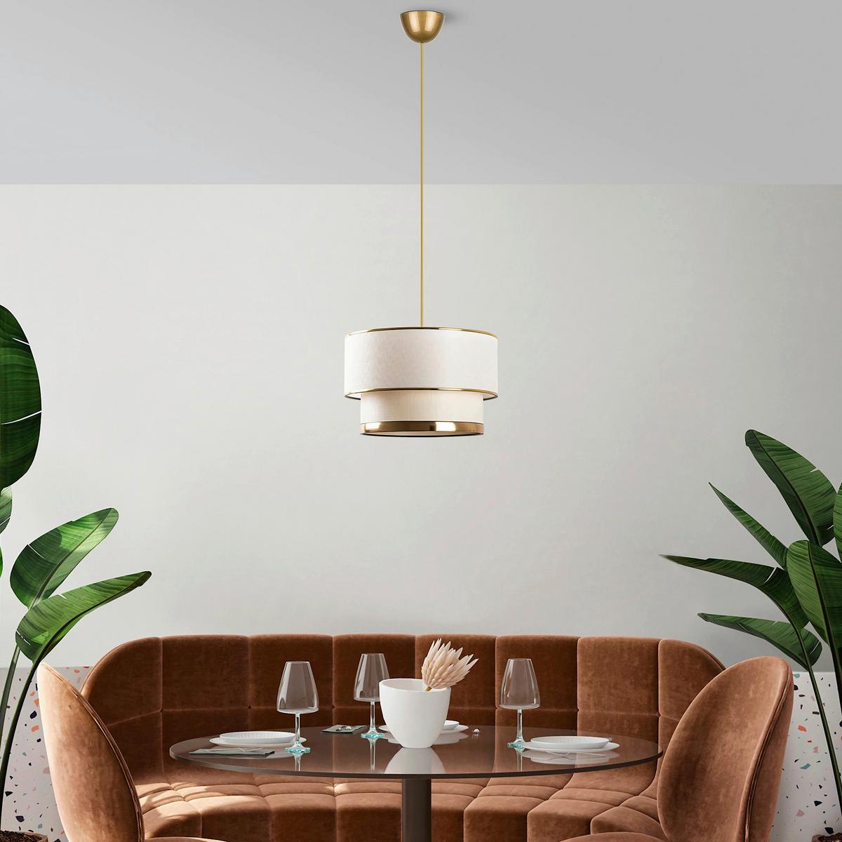 Hängeleuchte Cake - Cream, Gold - Goldfarben/Creme, Design, Textil/Metall (30/65cm) - P & B