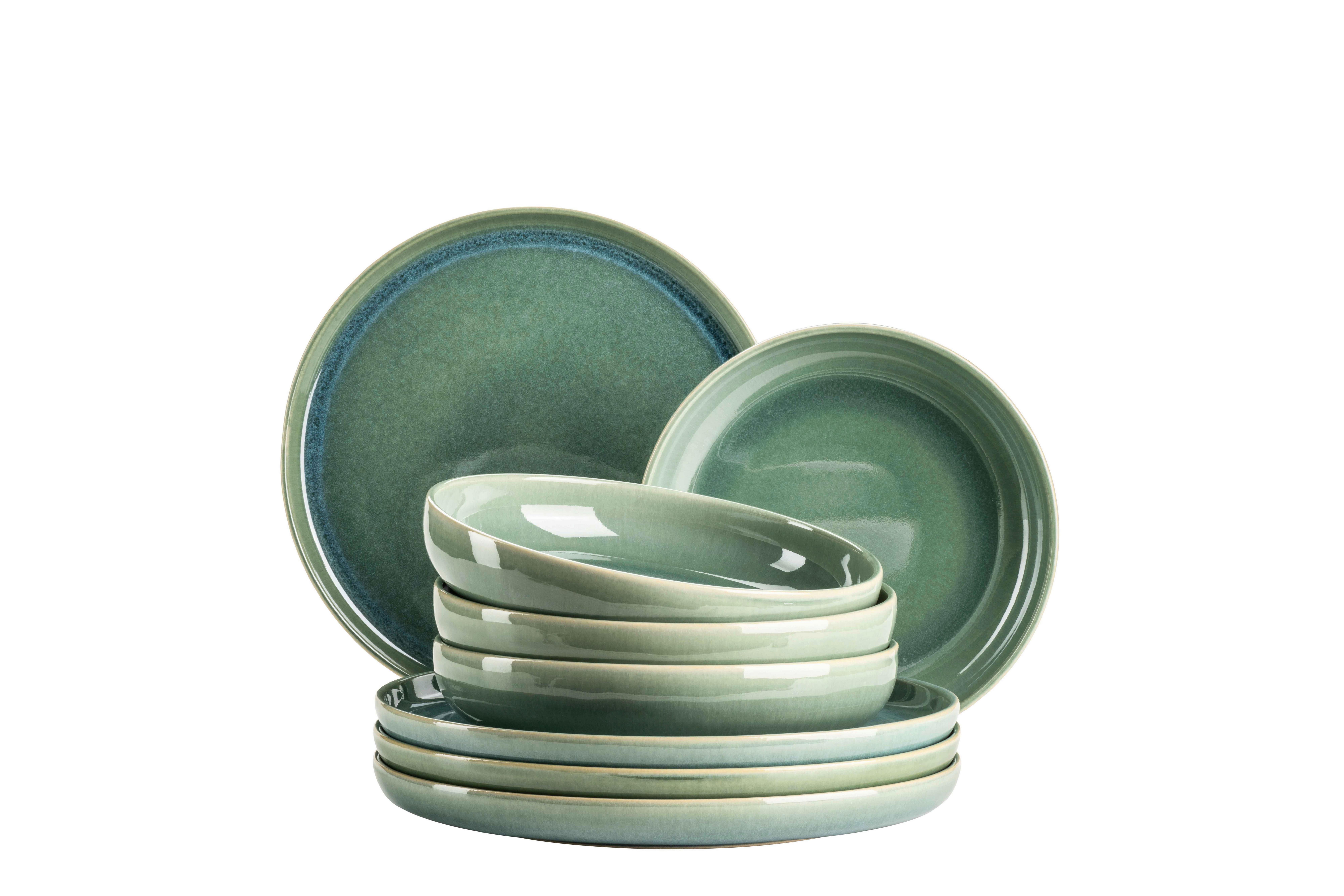 Tafelservice Elina Uno Hellgrün 8-teilig - Hellgrün, Basics, Keramik - Mäser