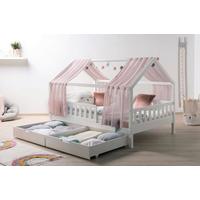 Hausbett Kim Weiß/Altrosa 100x200cm - Altrosa/Weiß, MODERN, Holz/Textil (100/200cm) - Livetastic