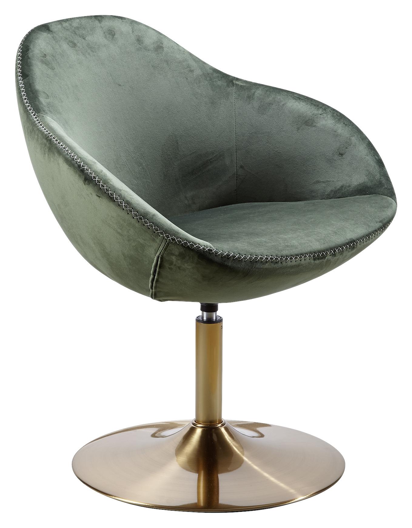 MID.YOU Schalenstuhl Sarin Grün Samt, Standfuß Gold