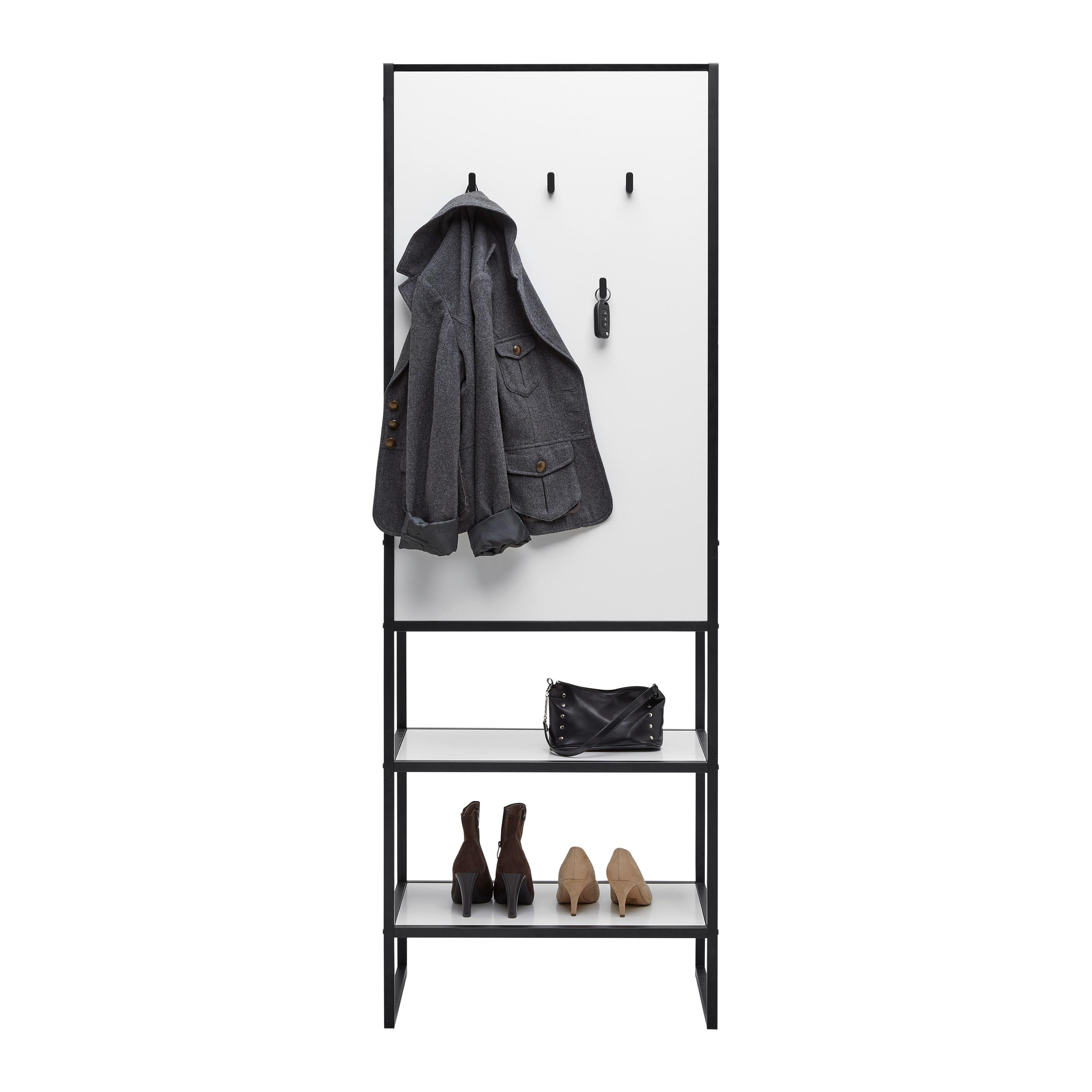 Šatna HILLA HILLA -EXKLUSIV- - bílá/černá, Moderní, kov/kompozitní dřevo (64/185/40cm) - Mömax