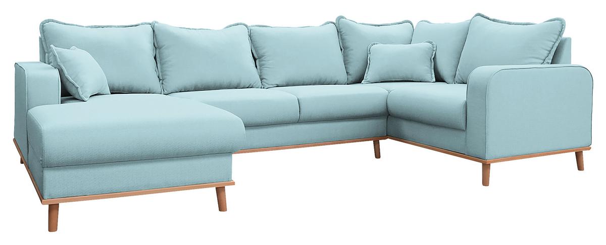 Wohnlandschaft Beata Hellblau U:170x296x167cm - Wengefarben/Hellblau, Design, Textil (170/296/167cm) - Livetastic