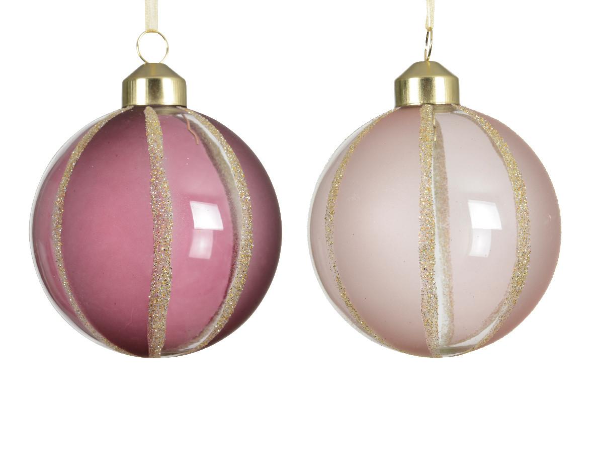 Vianočná guľa BELLE - ružová/béžová, Basics (8,00/8,00cm)