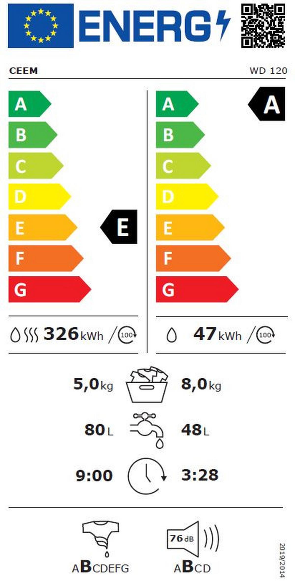 Waschtrockner Ceem Wd 120 - Weiß, Basics, Kunststoff/Metall (59,7/84,5/52,7cm) - CEEM
