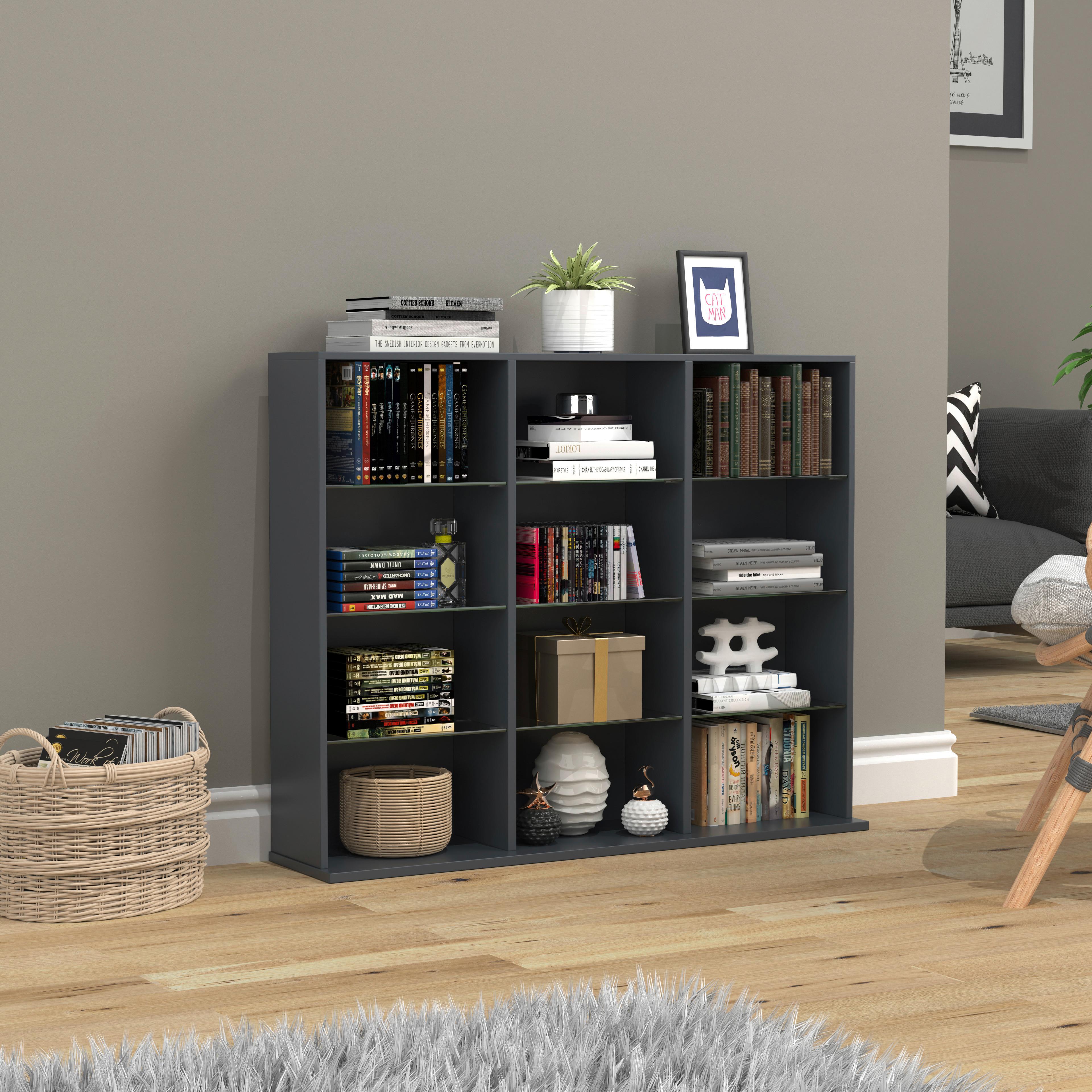 Regal Zilas Anthrazit Dekor B: 102cm - Anthrazit, Design, Glas/Holzwerkstoff (102/82/23cm) - MID.YOU