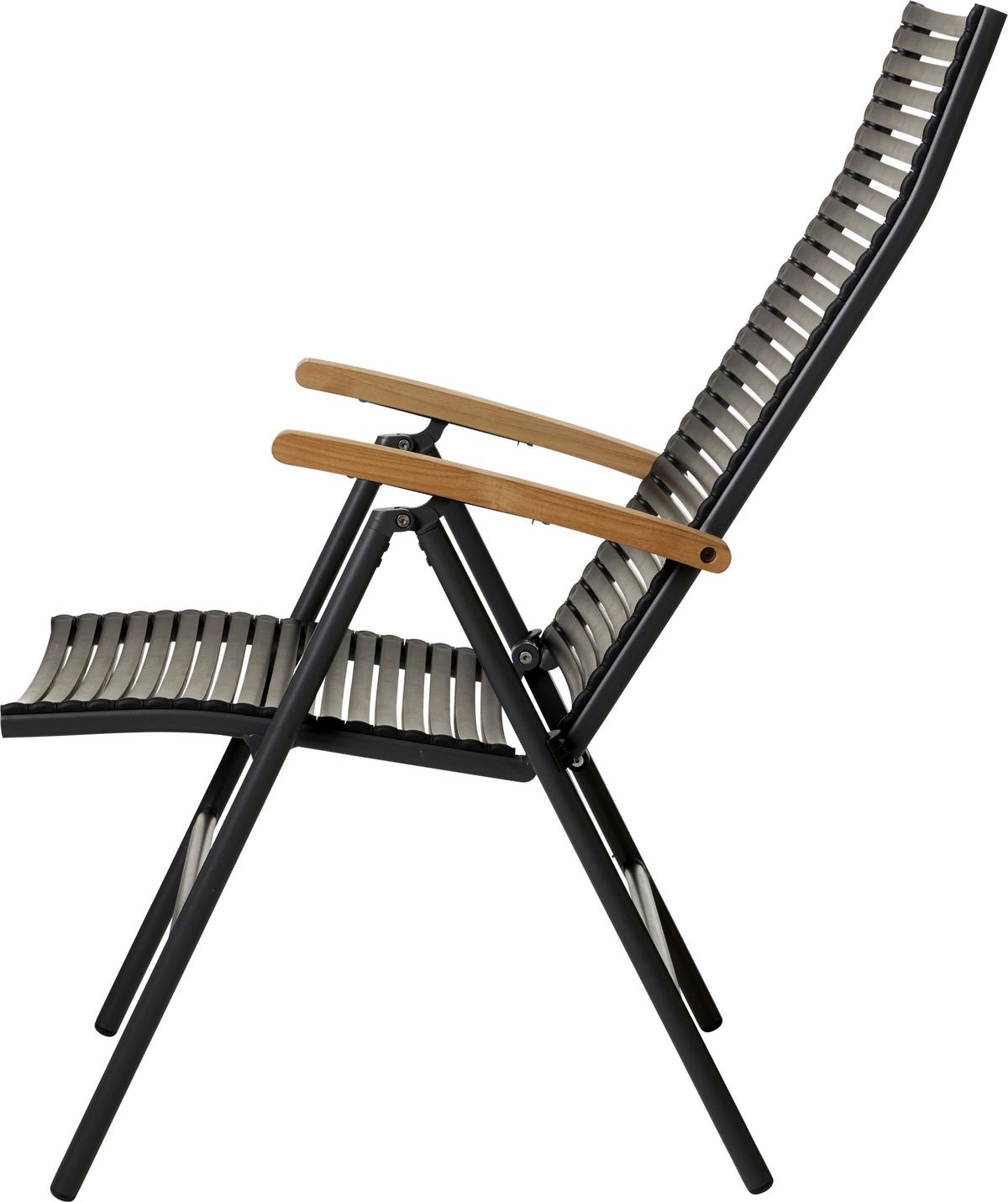 Gartenstuhl Klappbar Mood Position Kunststoff - Anthrazit/Schwarz, KONVENTIONELL, Holz/Kunststoff (60/111/72cm) - Gardenson