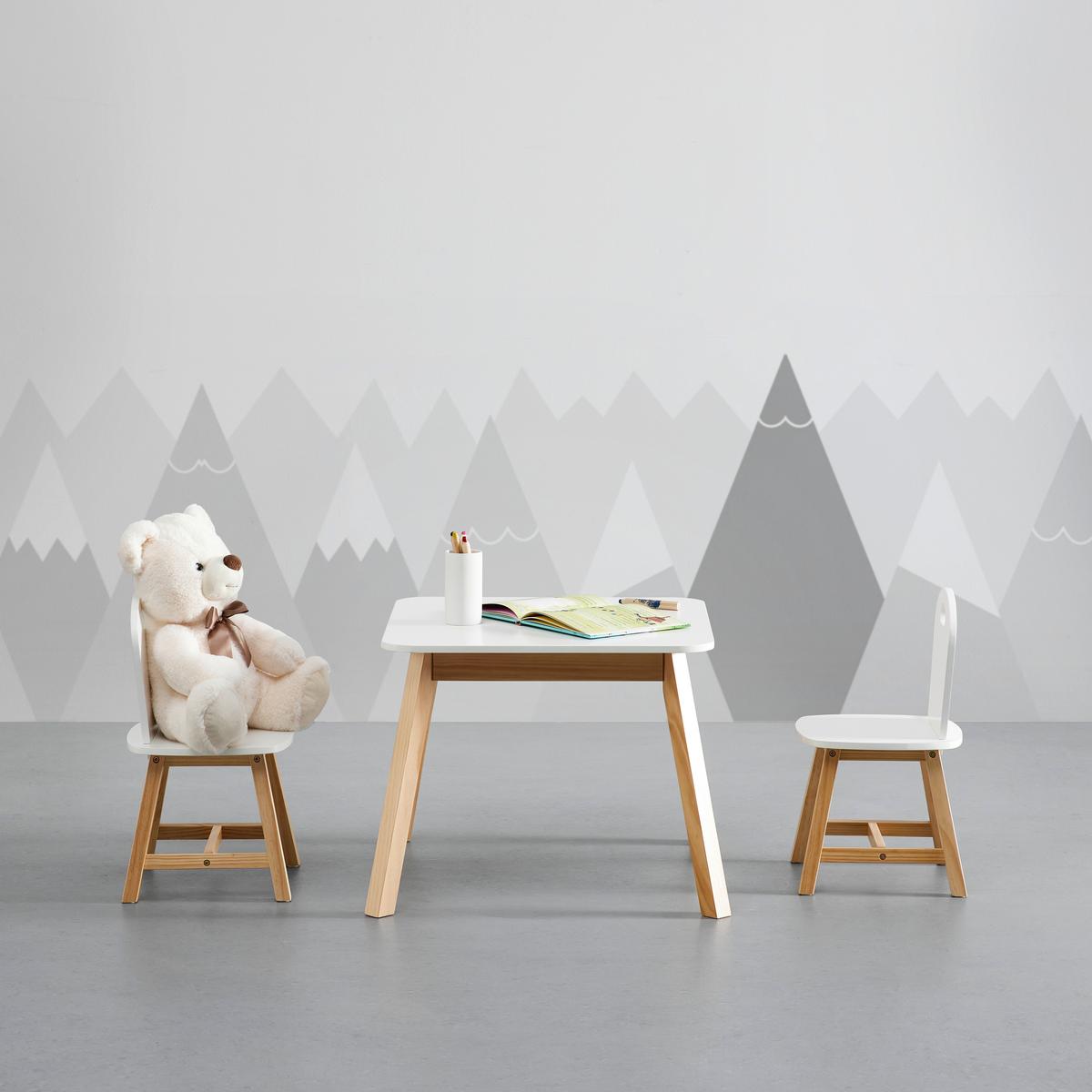 Dětská sedací souprava PINO bílá - bílá/barvy borovice, Moderní, dřevo (55/45/55cm) - Bessagi Kids
