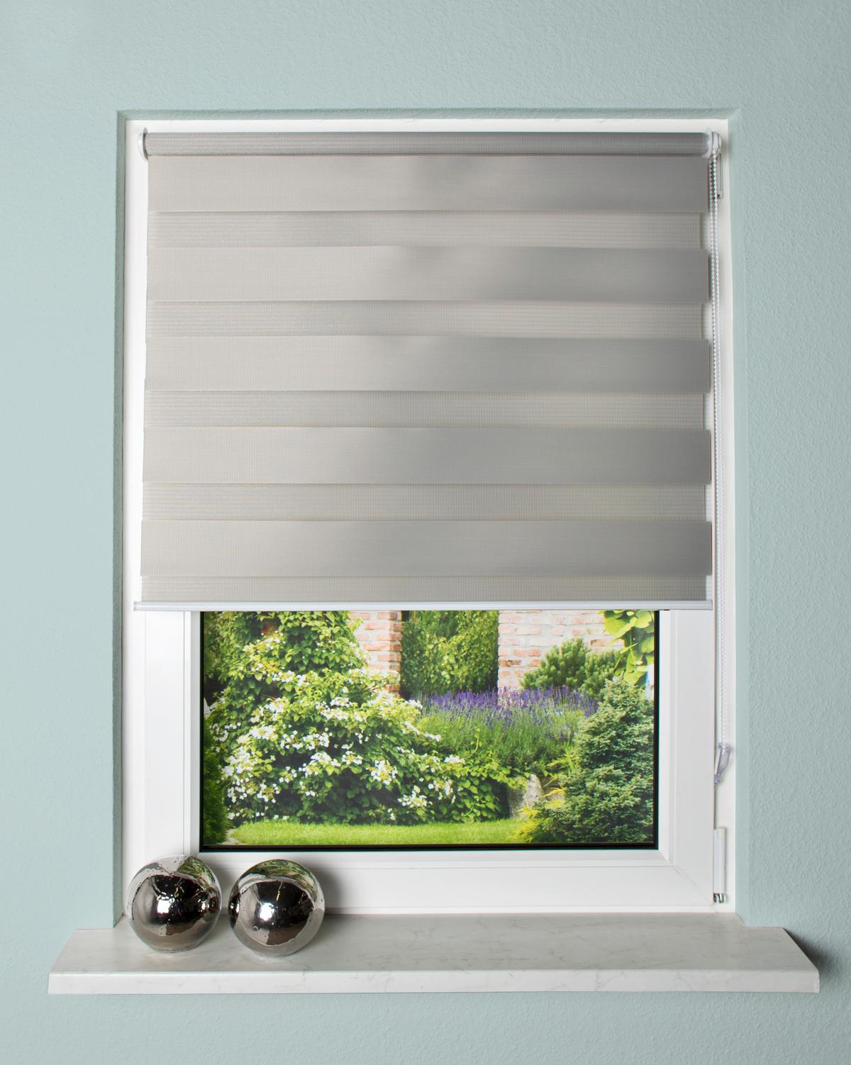 Doppelrollo Grau B: 60 cm - Grau, Design, Textil (60/150cm)