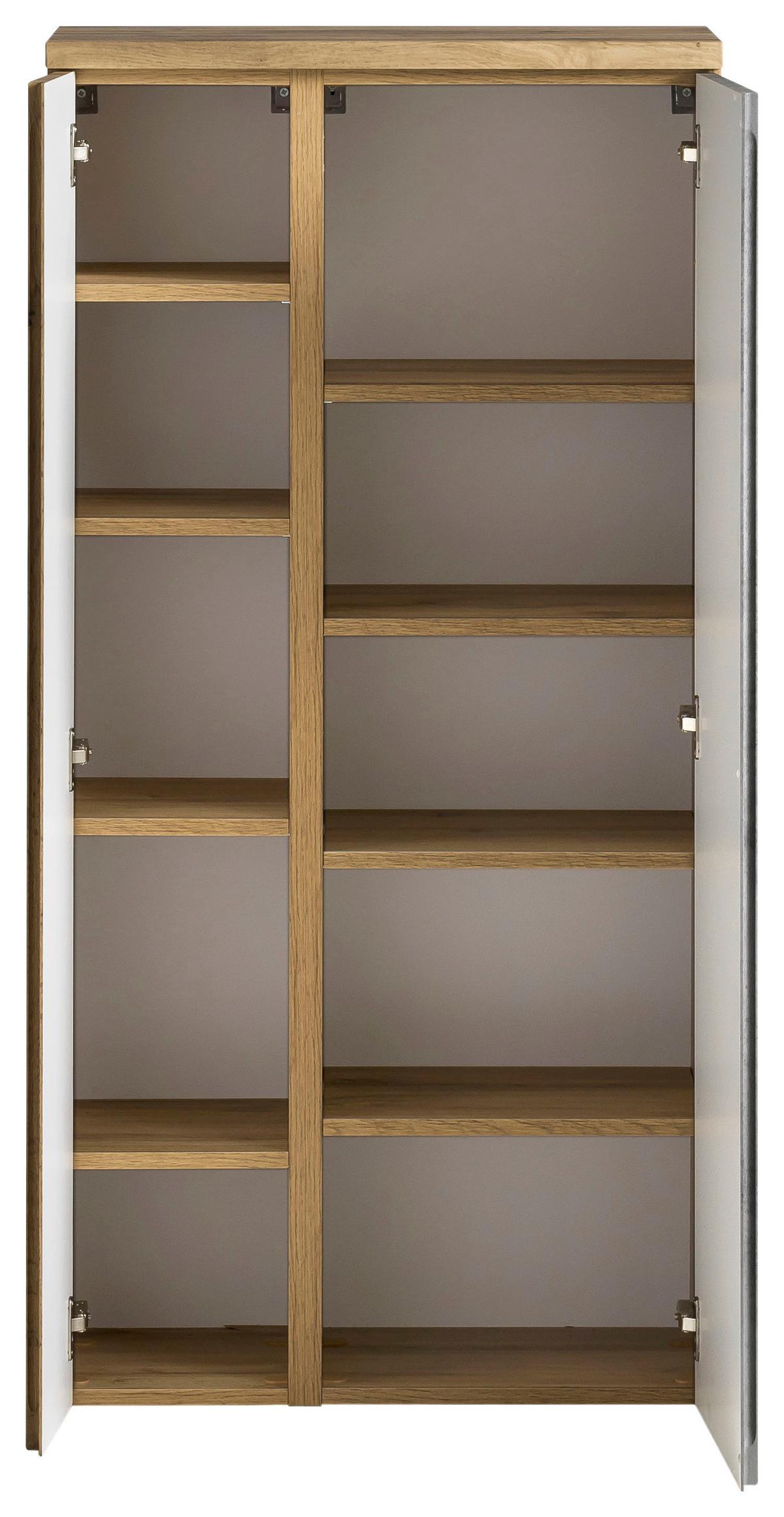 Midischrank Bad Landos BxH 65x130 cm Eiche Wotan - Eiche Wotan/Hellgrau, MODERN, Holzwerkstoff (65/130/35cm) - Held