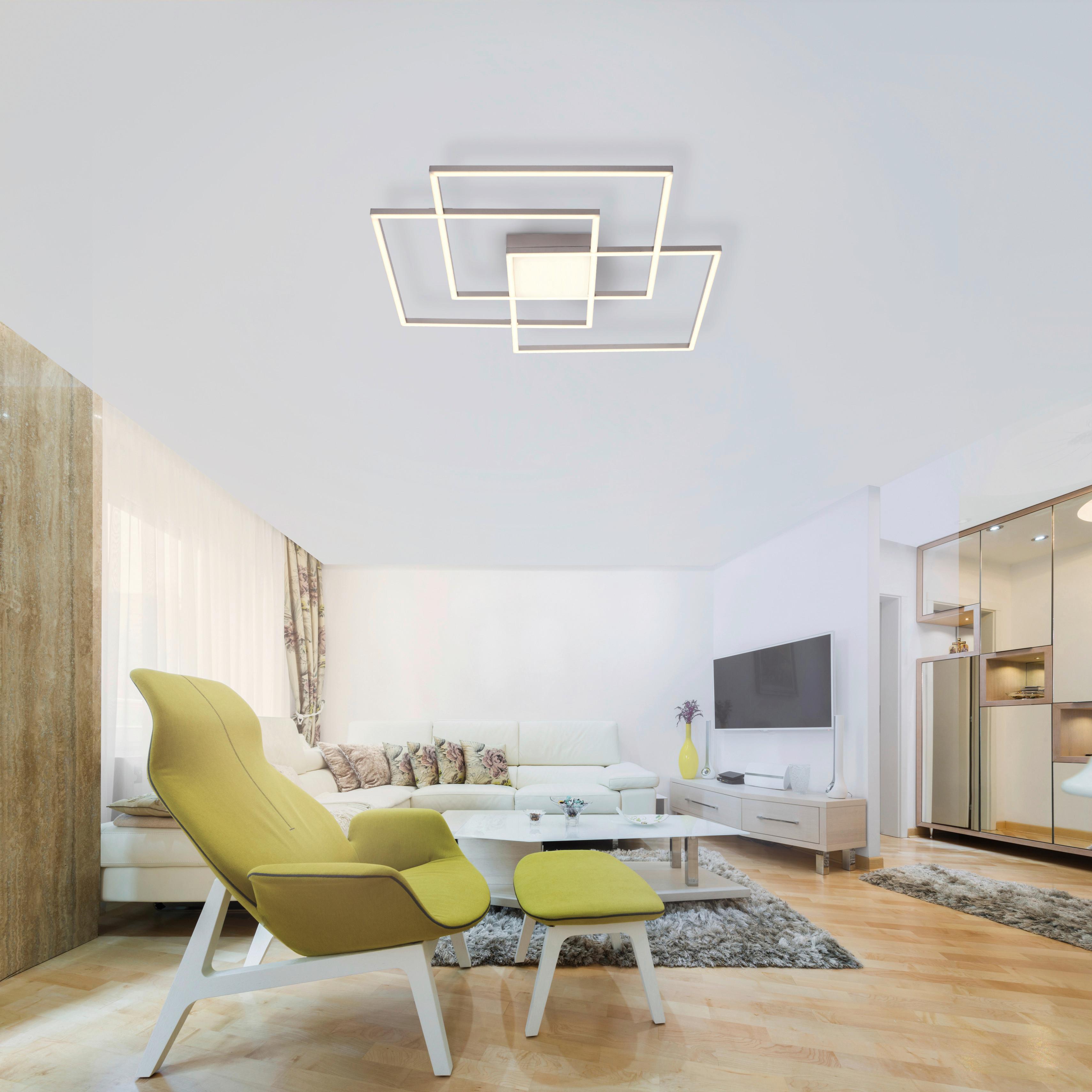 LED-Deckenleuchte Asmin L: 75 cm dimmbar mit Schalter - Silberfarben, Design, Kunststoff/Metall (75/75/6cm)