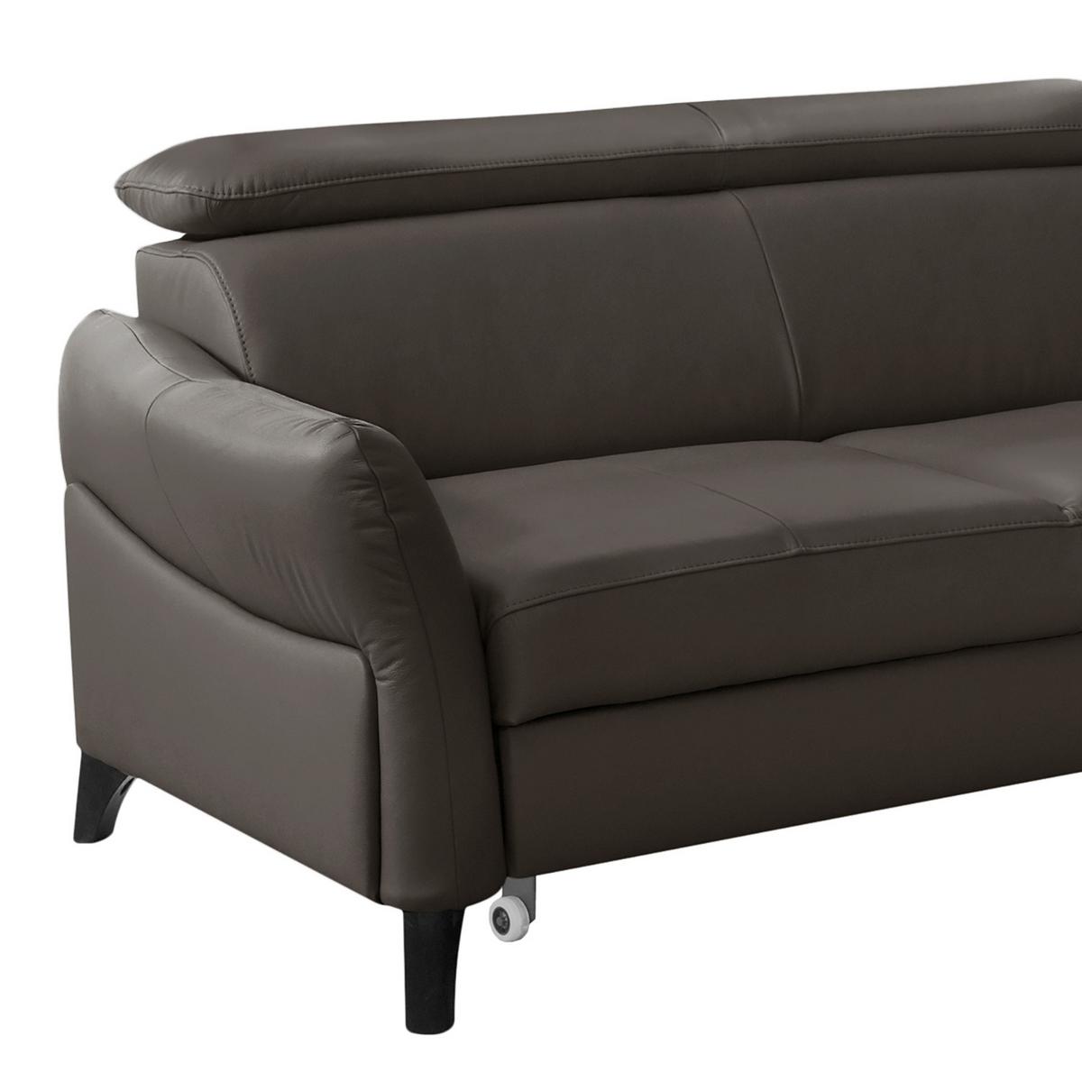 Ecksofa Note New Teilleder Dunkelbraun 244x199 - Dunkelbraun/Schwarz, Design, Leder/Textil (244/199cm) - Livetastic