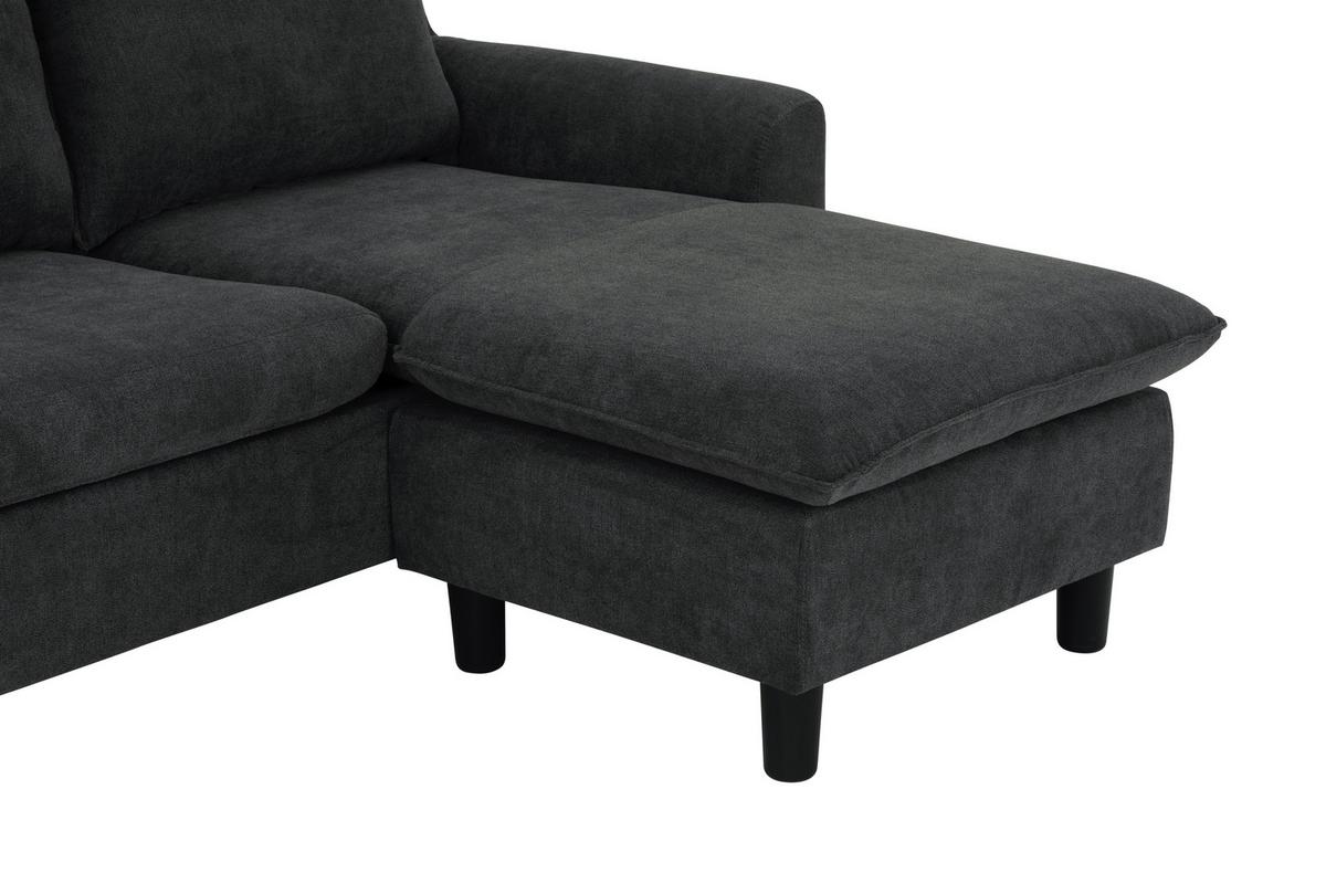Ecksofa Milly - Dunkelgrau/Schwarz, MODERN, Textil (207/138cm) - P & B