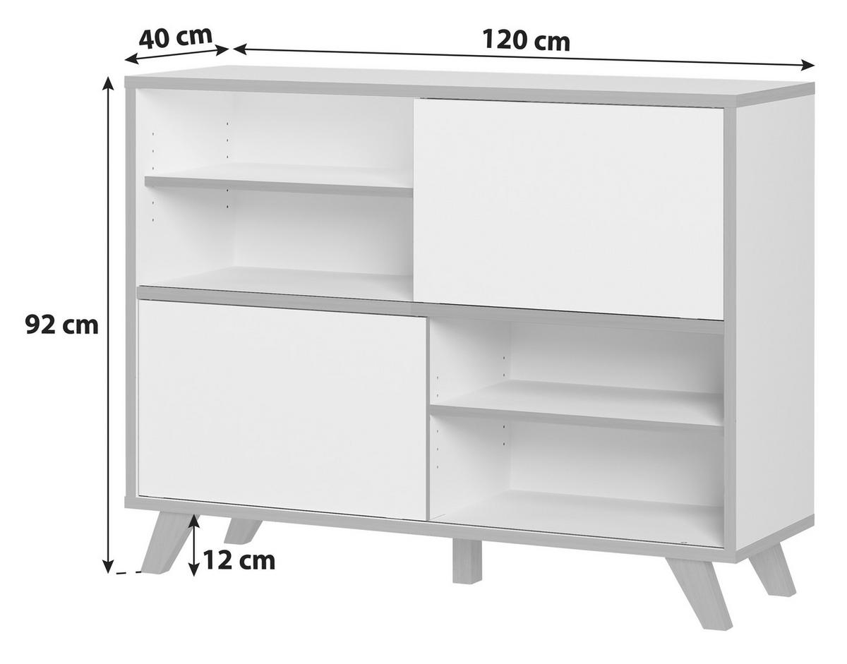 Aktenregal Gw-Helsinki Weiß/Eiche Dekor B: 120 cm - Eichefarben/Weiß, KONVENTIONELL, Holzwerkstoff (120/92/40cm) - Germania
