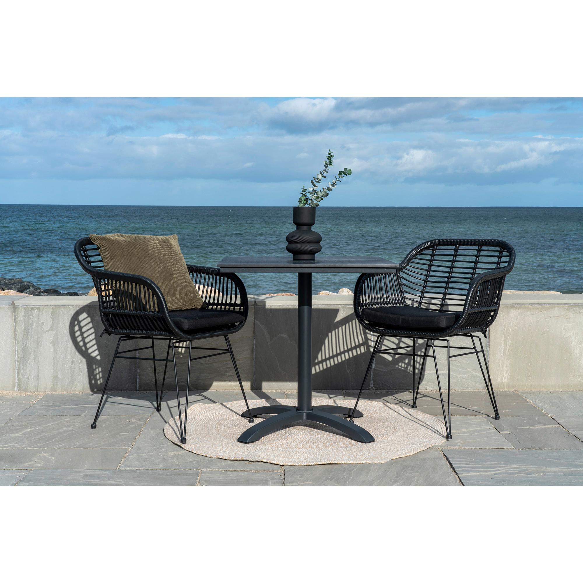 Gartentisch Chicago Grau Schwarz  B: 70 - Schwarz/Grau, MODERN, Kunststoff/Metall (70/72/70cm) - MID.YOU