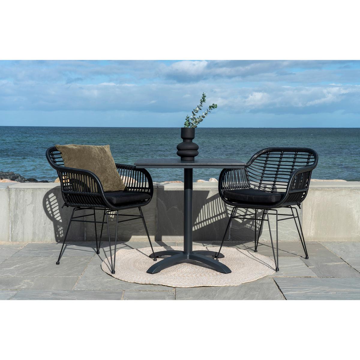 Gartentisch Chicago Grau Schwarz  B: 70 - Schwarz/Grau, MODERN, Kunststoff/Metall (70/72/70cm) - MID.YOU