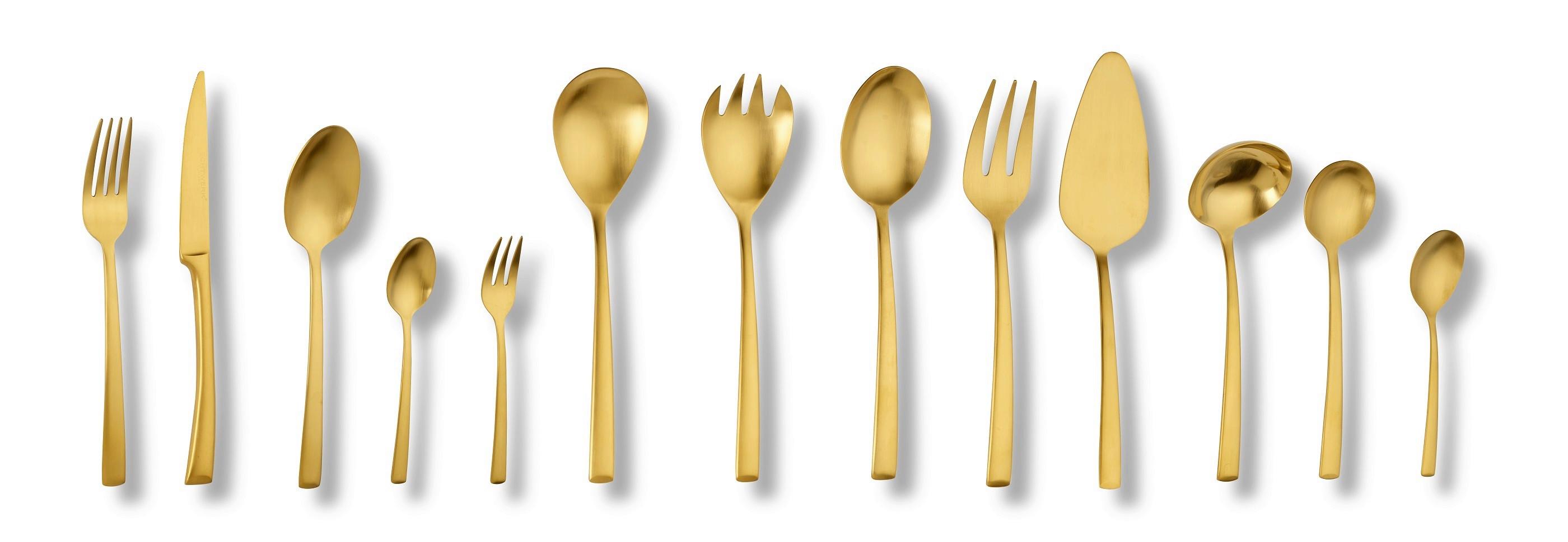 SADA PRÍBOROV 68-dielny, pre 12 osôb - zlatá, Modern, kov - Echtwerk