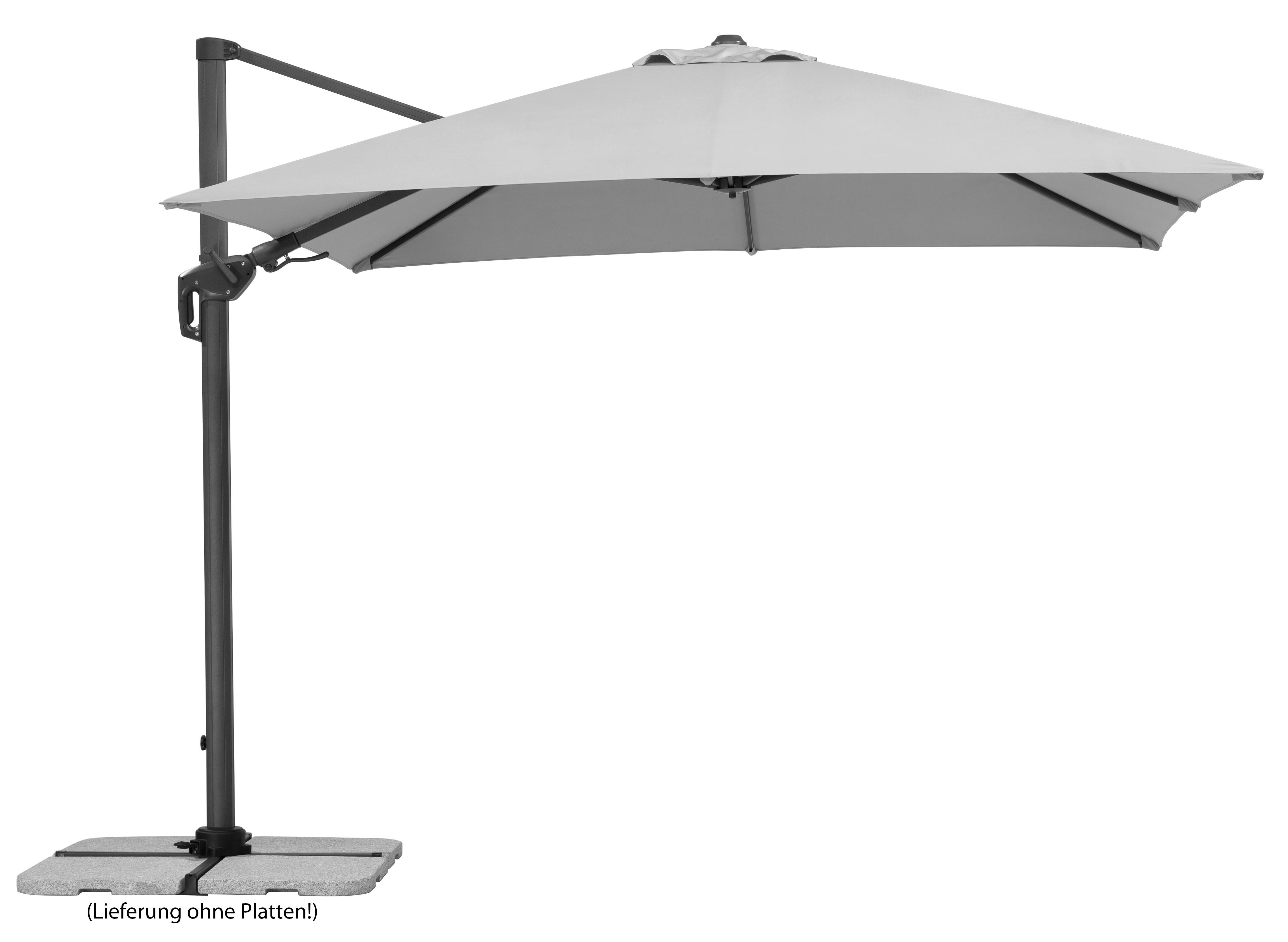 Ampelschirm Rhodos Twist BxHxT: 358x263x300 cm Hellgrau - Anthrazit/Hellgrau, Basics, Textil/Metall (358/263/300cm) - Schneider