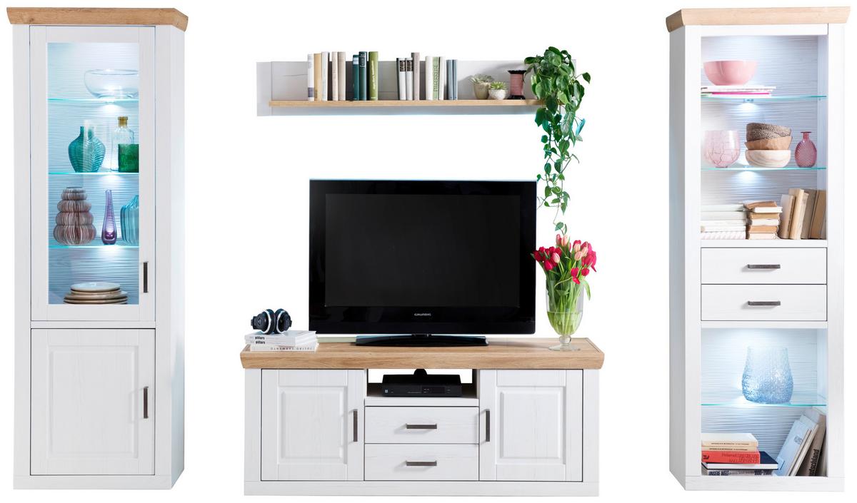 Wohnkombination 4-Tlg. Brixen Eiche/Pinie Dekor - Eichefarben/Pinienfarben, LIFESTYLE, Glas/Holzwerkstoff (324/210/52cm) - Livetastic