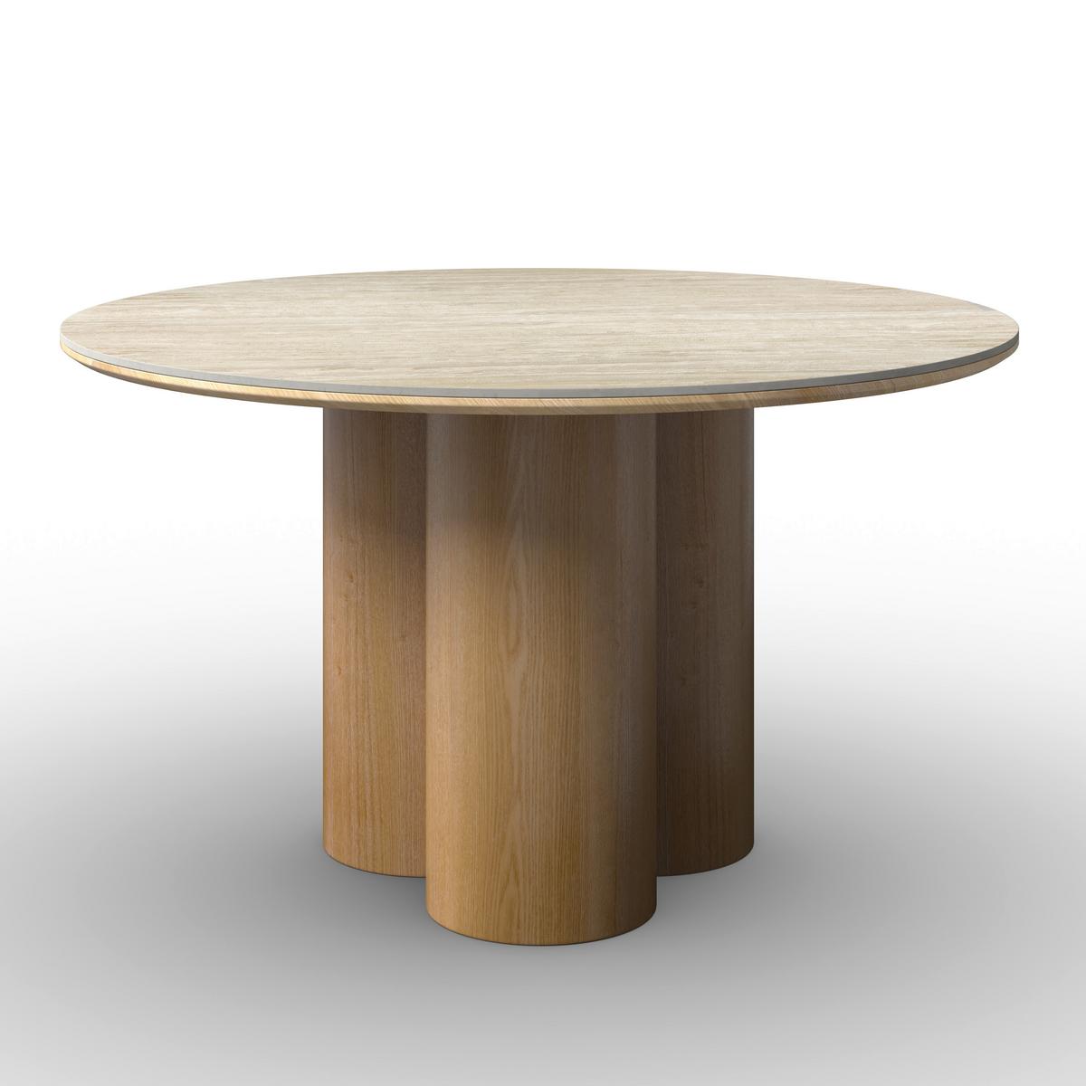 Jedálenský stôl Kiano, P: 130 cm - prírodná farba/krémová, Modern, drevo/kompozitné drevo (130/75cm) - Bessagi Home