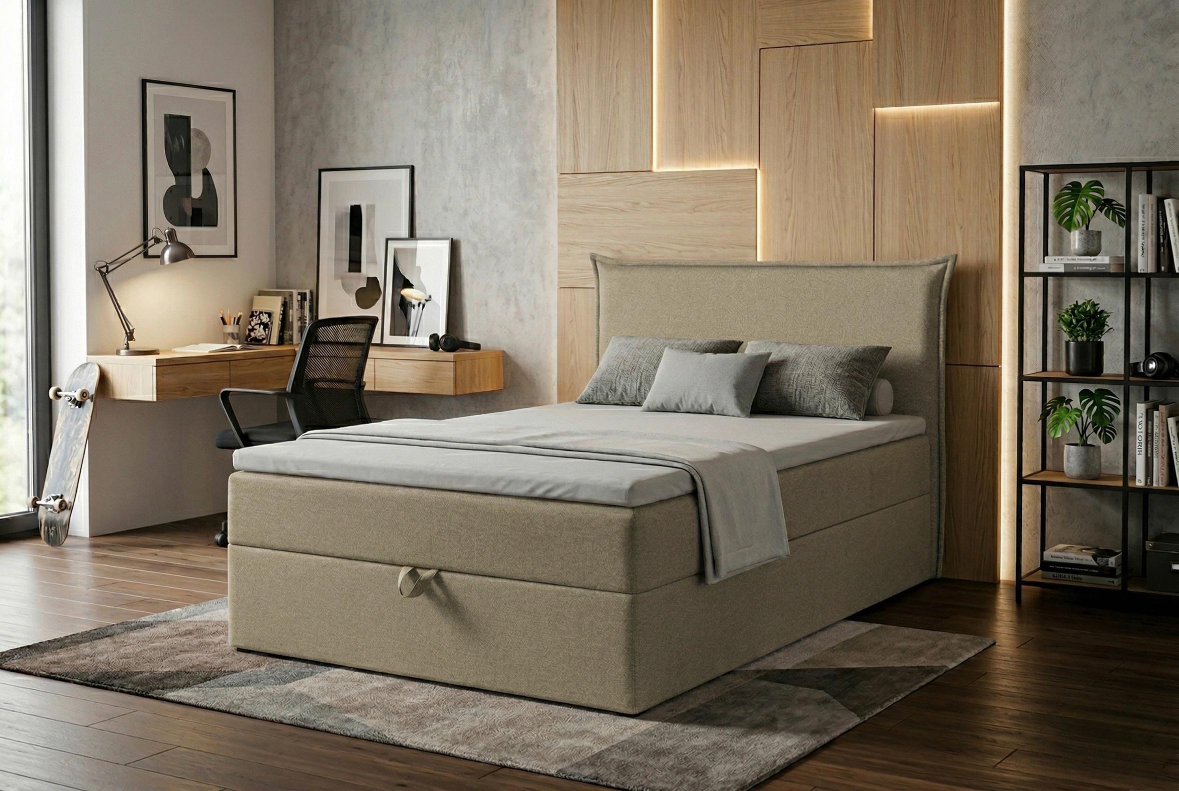 Boxbett Jolly 2 120x200 Beige - Beige/Schwarz, MODERN, Holzwerkstoff/Textil (120/200cm) - MID.YOU