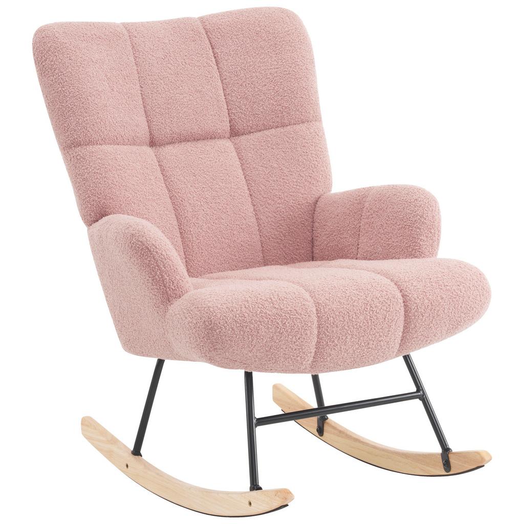 Schaukelstuhl mit Armlehnen Omar Stoffbezug Rosa