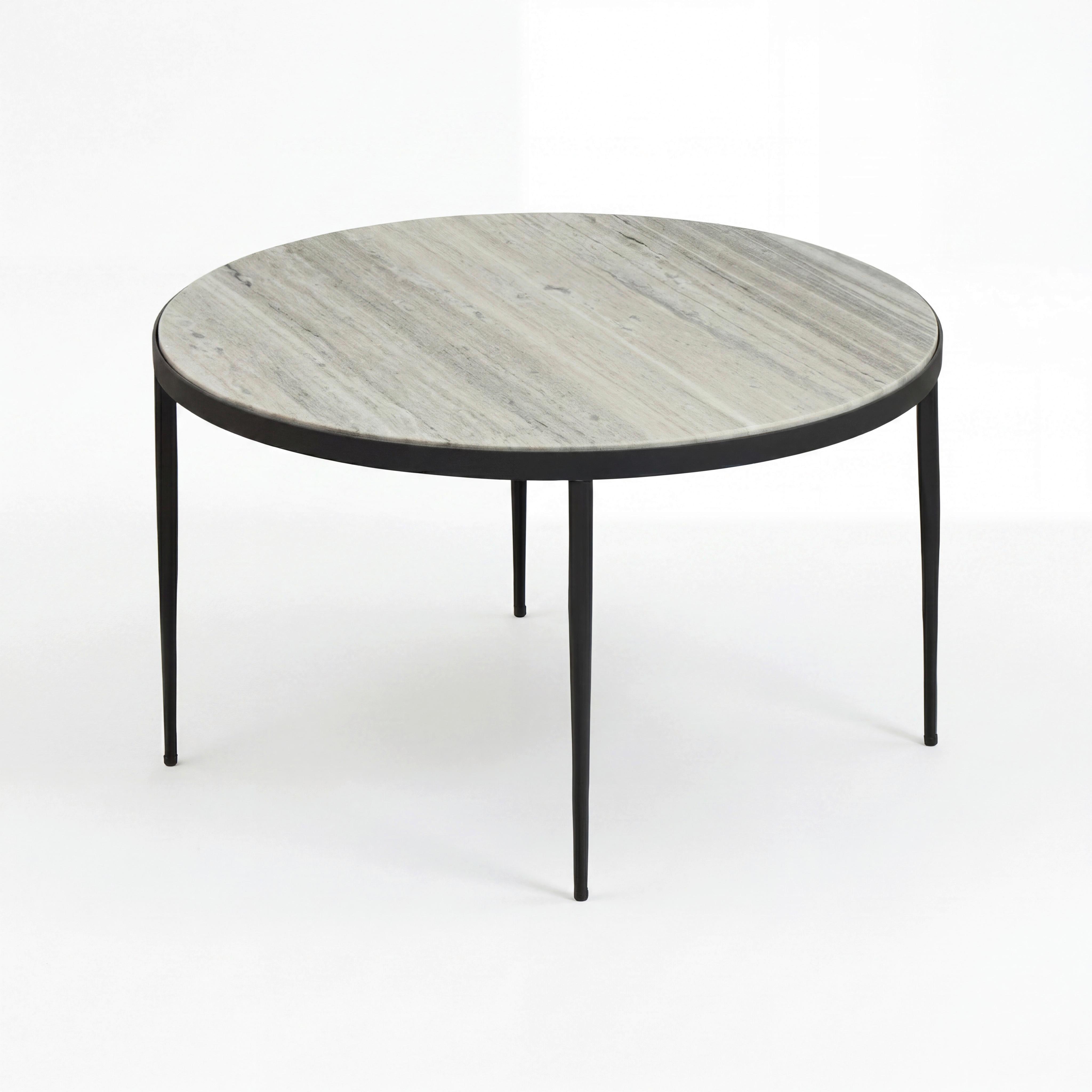 COUCHTISCH Weiß B: 70cm - Schwarz/Weiß, Design, Stein/Metall (70/70/42cm) - MID.YOU
