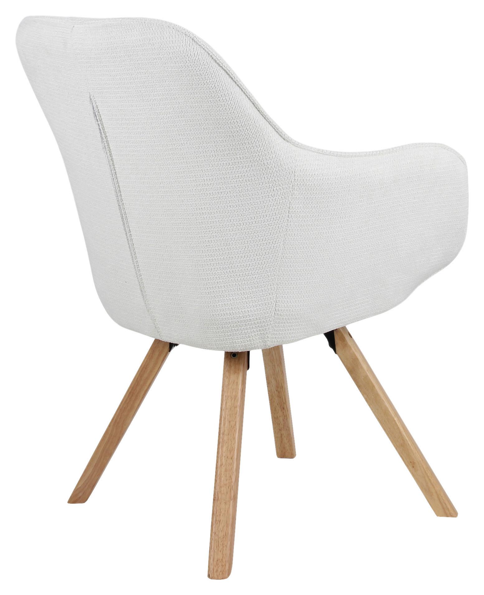 Židle s područkami COSIMA - bílá/přírodní barvy, Design, kov/dřevo (59/84/61cm)