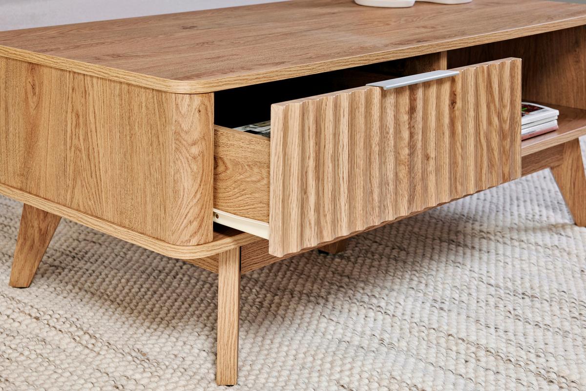Couchtisch Wave Coffee Sk - Eichefarben, MODERN, Holzwerkstoff (110/55/44cm) - Livetastic