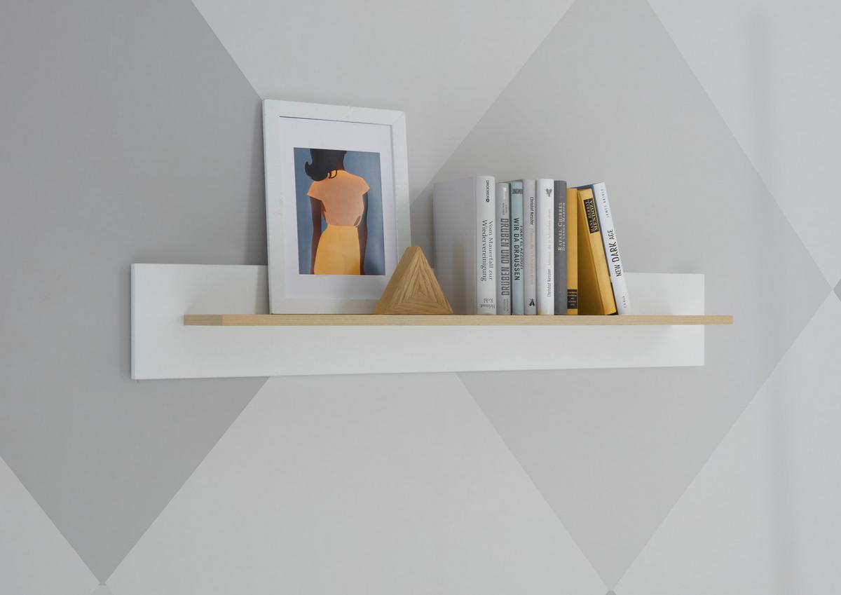 Wandboard Svante Torge Weiß/Eichefarben B: 107 cm - Eichefarben/Weiß, Design, Holzwerkstoff (107/20/17cm) - MID.YOU