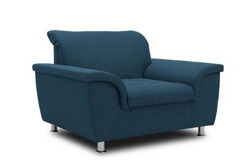 Polstersessel Mit Armlehnen Franzi Webstoff Petrol - Chromfarben/Dunkelblau, KONVENTIONELL, Textil (120/81/97cm) - MID.YOU