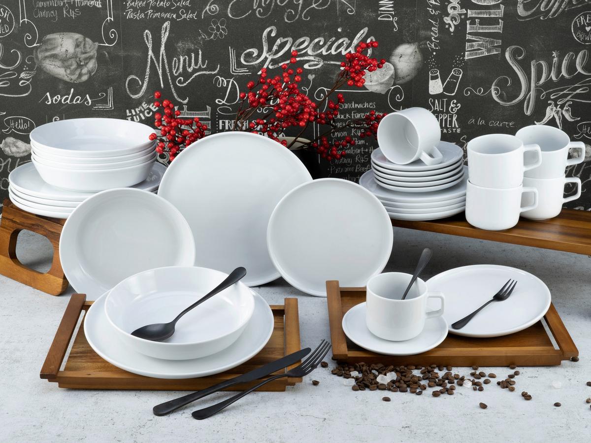 Kombinovaná souprava 30-dílná - bílá, Basics, keramika - Creatable