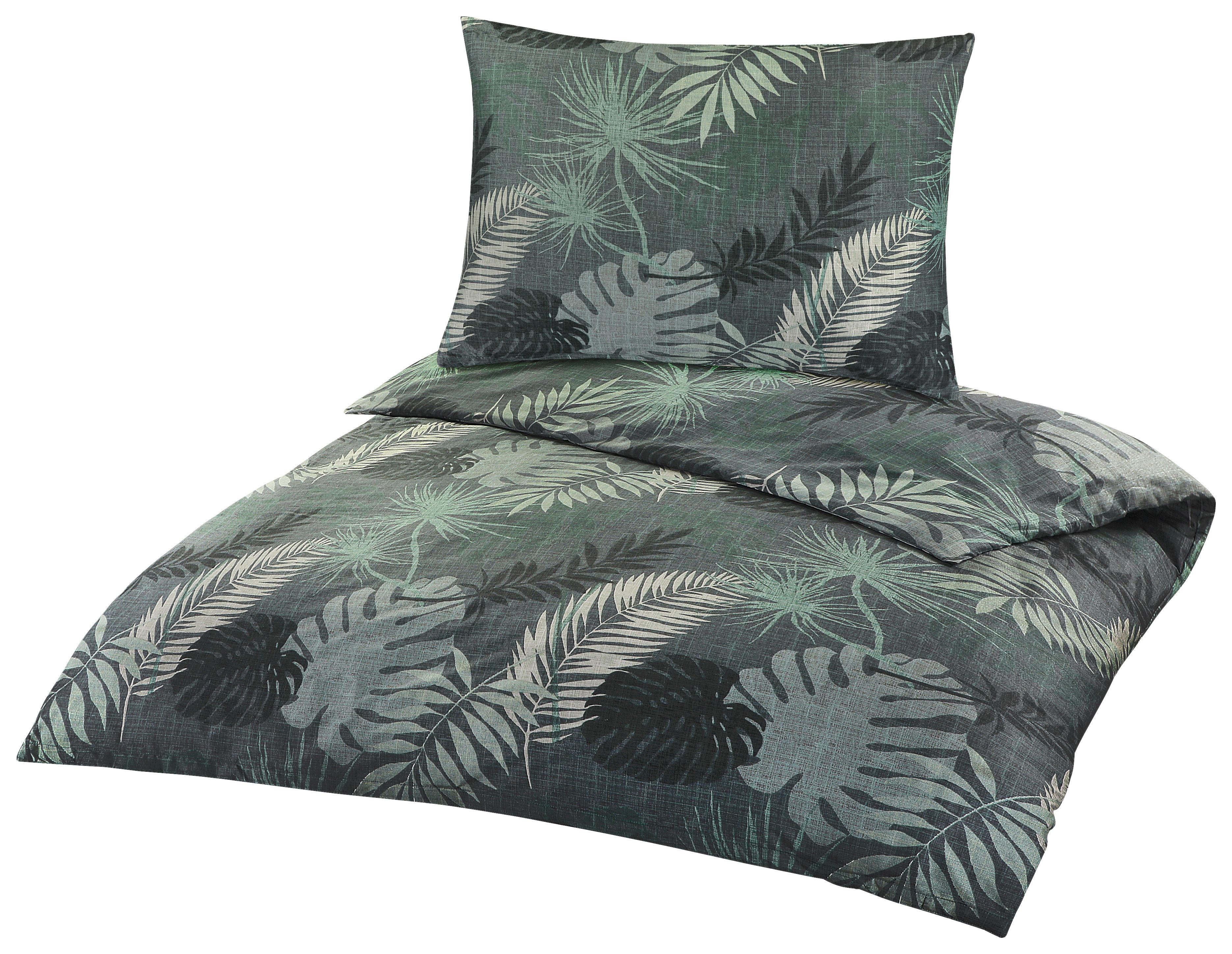 Bettwäsche Jolanda - Dunkelgrün/Greige, MODERN, Textil (140/200cm) - Luca Bessoni