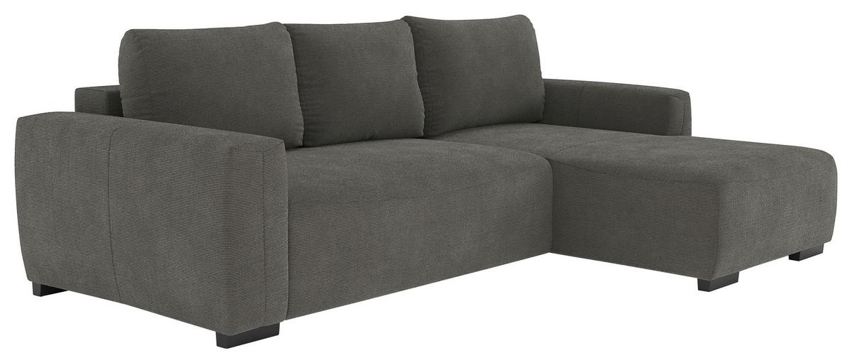 Ecksofa mit Bettfunktion Giro Cord anthrazit, B: 252cm - Anthrazit/Schwarz, Trend, Textil (252/170cm) - MID.YOU