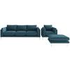Sitzgarnitur Austin - Edelstahlfarben/Petrol, Design, Textil - Livetastic