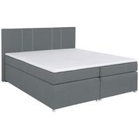 Boxspringbett Malta Mit Topper Grau, 180x200 Cm - Chromfarben/Schwarz, Basics, Holzwerkstoff/Textil (180/200cm) - P & B