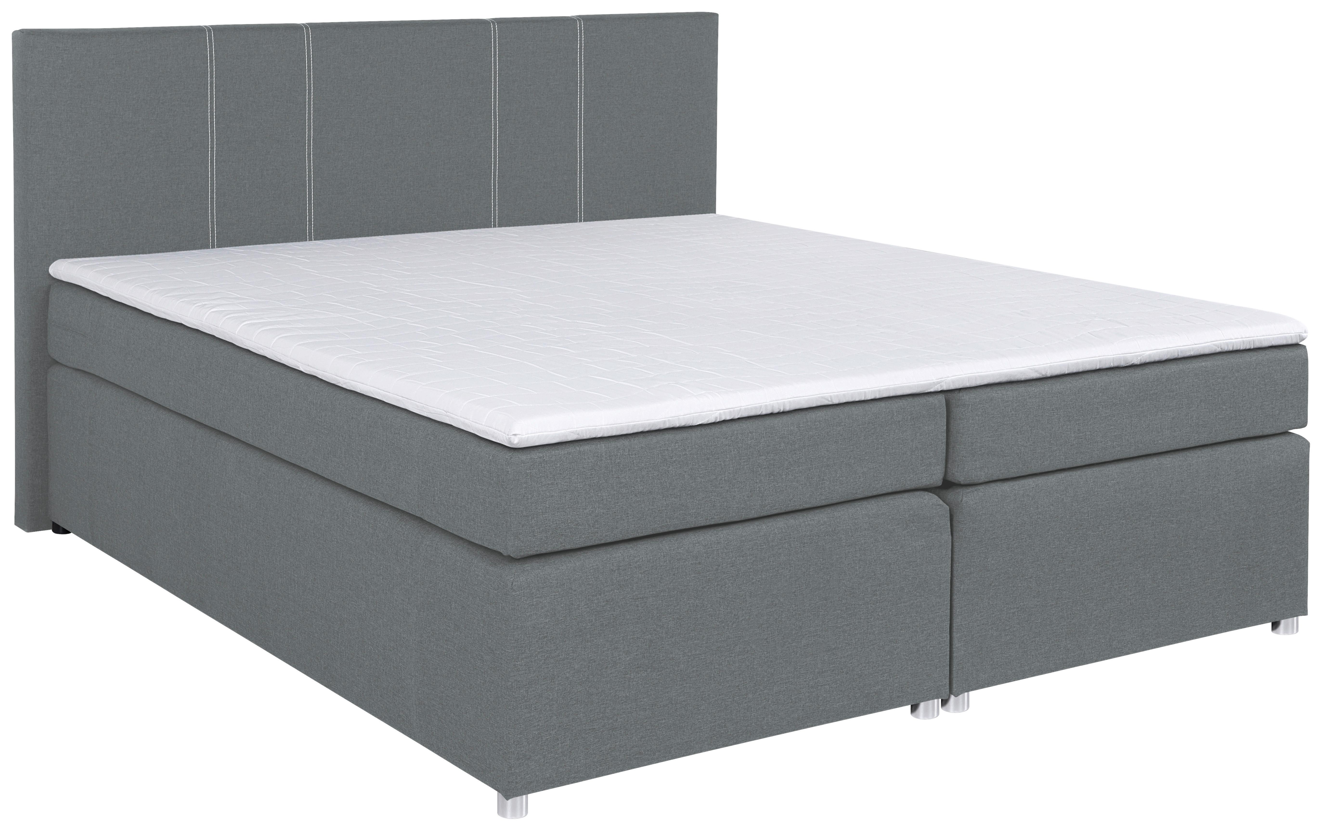 Boxspringbett Malta Mit Topper Grau, 180x200 Cm