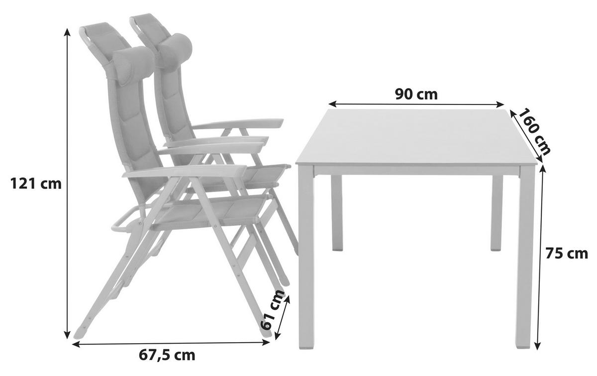 Gartengarnitur 5-tlg. Aluminium Kunststoff Mitpolster - Anthrazit/Schwarz, KONVENTIONELL, Kunststoff/Textil - Siena Garden