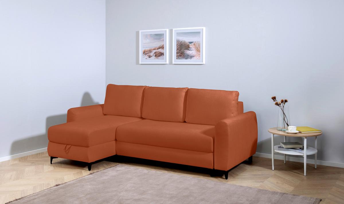 Ecksofa Moli, Rostfarben S: 236x148 cm - Rostfarben/Schwarz, Design, Textil (236/148cm) - MID.YOU