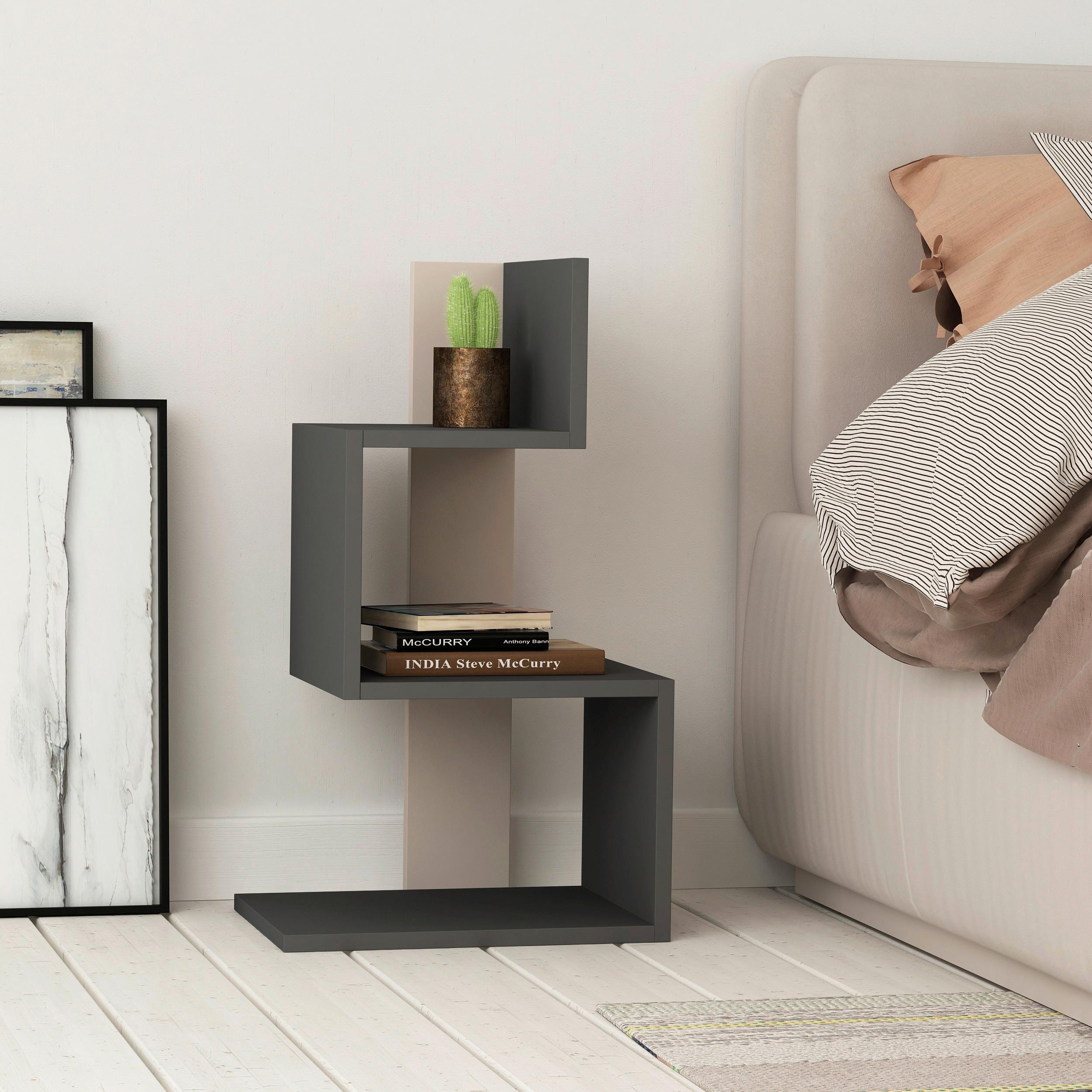 Beistelltisch Rosie Beistelltisch - Anthrazit/Beige, Design, Holzwerkstoff (42/72/30cm) - Livetastic