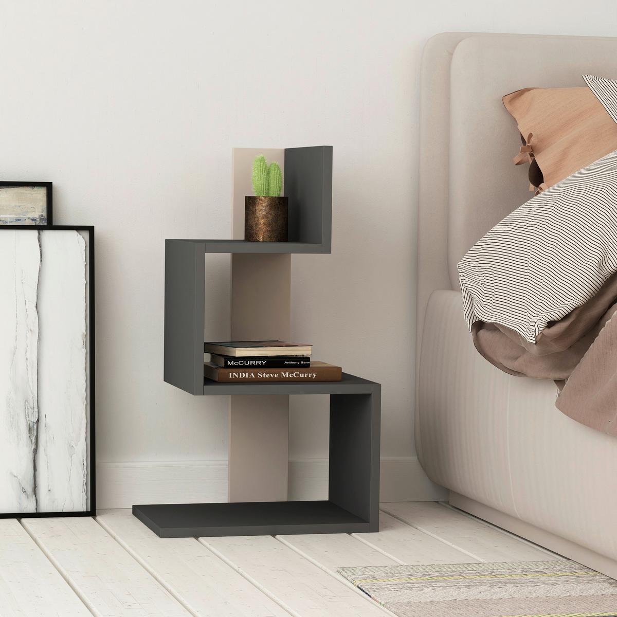 Beistelltisch Rosie Beistelltisch - Anthrazit/Beige, Design, Holzwerkstoff (42/72/30cm) - Livetastic