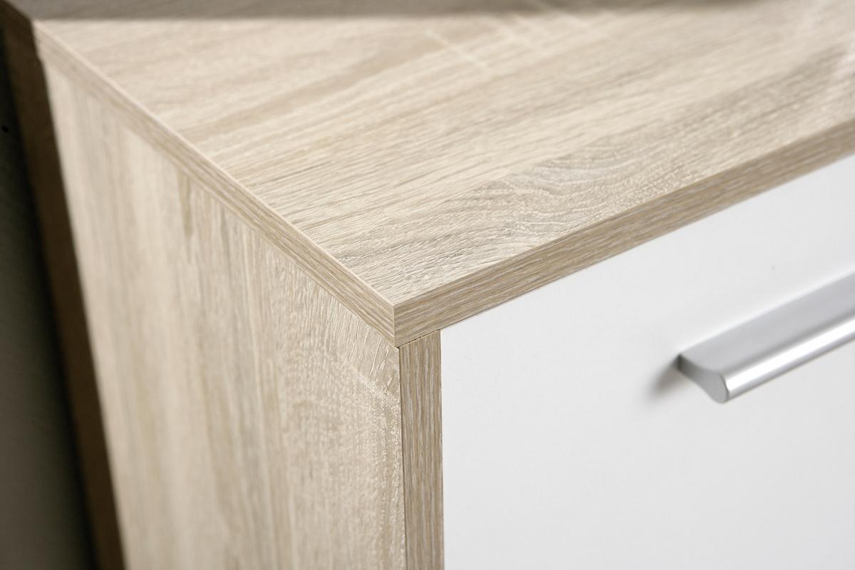 Kommode B 77cm Eboli, Eiche Dekor/Weiß - Weiß/Sonoma Eiche, Basics, Holzwerkstoff (77/77/30cm) - MID.YOU