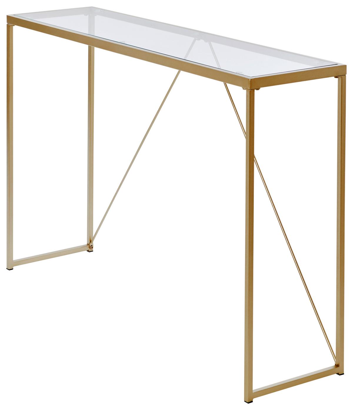 Konsolentisch Glam Console Goldfarben B: 30 Cm - Transparent/Goldfarben, KONVENTIONELL, Glas/Metall (111/30/76cm) - Livetastic