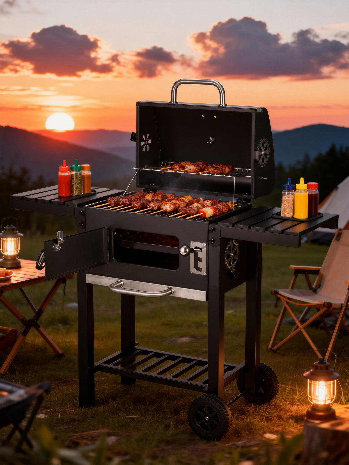 Faszenes Grill Blacky - fekete, Trend, műanyag/fém (109/54/104,5cm) - Homezone