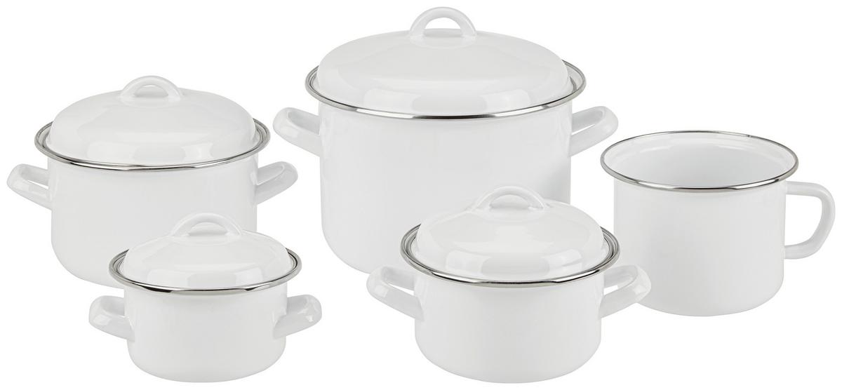 Kochtopf 6 Liter Edelstahl mit Deckel - Weiß, Basics, Metall (22/16cm) - Luca Bessoni