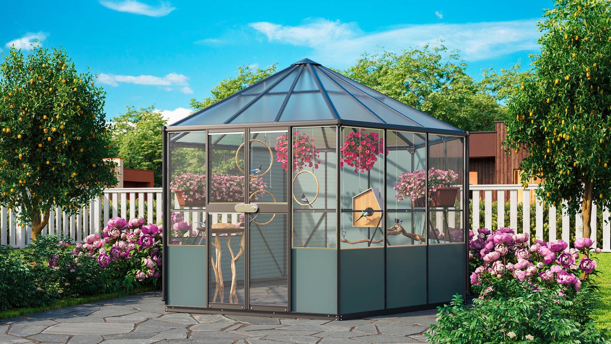 Vogelvoliere Circus 9000 9 M2 - Schwarz, Basics, Metall (383,3/187,5/336cm)